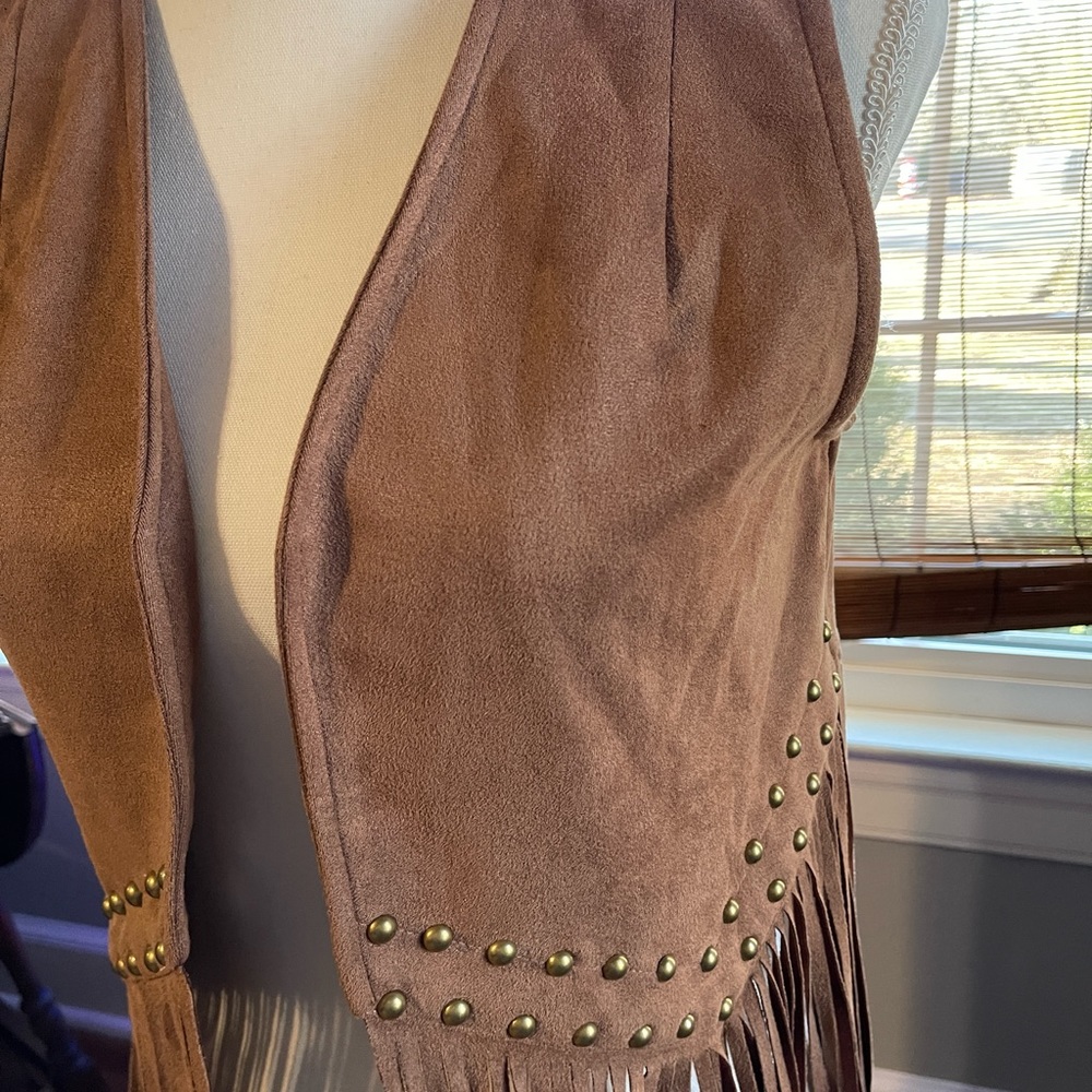 Studded, Fringe Faux Suede Vest - Like New!